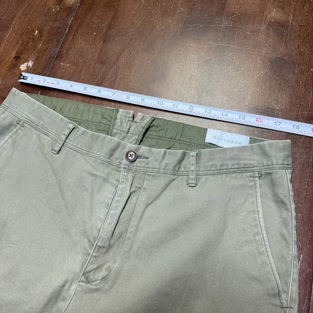 Mott and Bow The Twill Chino Charles Olive Green Pants Mens 35X30 Office Trouser